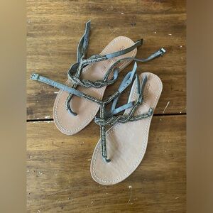 Cocobelle Nevis Beaded Braided Flat Sandals Size 38 7.5
